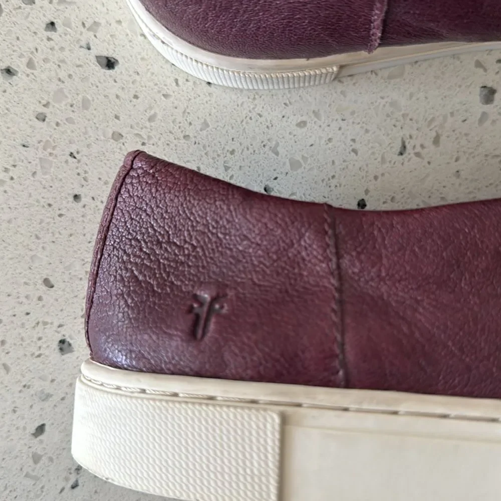 Frye Gemma Slip On Sneaker Burgundy Leather Women’s Size 10 Casual comfort EUC